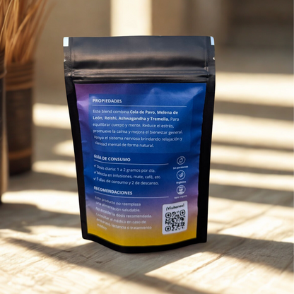 Blend Antiestrés y relajador: Reishi - Ashwagandha - Melena de león - Cola de pavo - Tremella